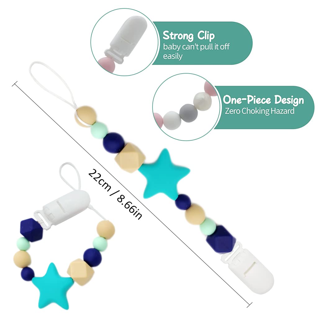 SNOWIE SOFT Infant 2Pcs Pacifier Beads Chain With Clip Silicone Soother Toy Pacifier Clip Baby Silicone Paci Clip Teething Relief Teether Toy Pacifier Anti Lost Clip Teething Toy SNOWIE SOFT Infant 2Pcs Pacifier Beads Chain With Clip Silicone Soother Toy Pacifier Clip Baby Silicone Paci Clip Teething Relief Teether Toy Pacifier Anti Lost Clip Teething Toy